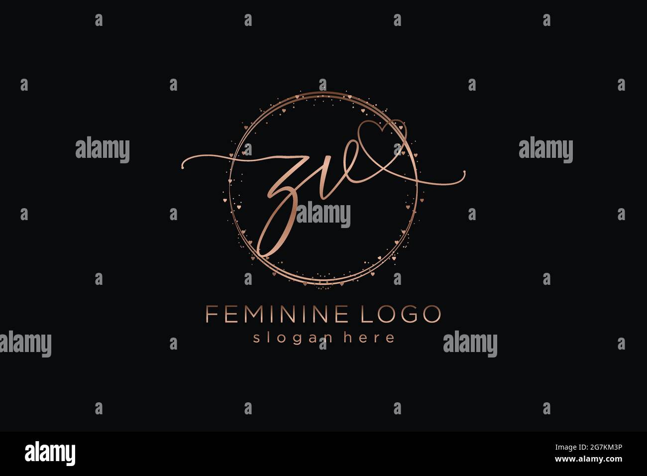 ZV handwriting logo with circle template vector logo of initial wedding ...