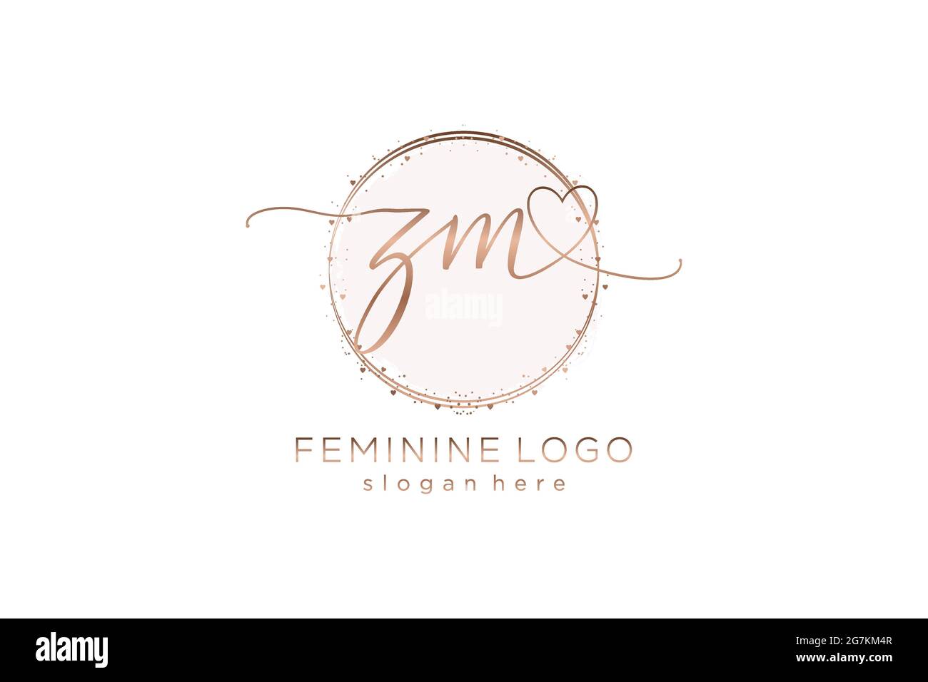 ZM handwriting logo with circle template vector logo of initial wedding, fashion, floral and botanical with creative template. Stock Vector