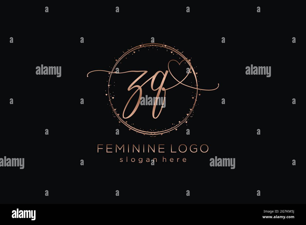 ZQ handwriting logo with circle template vector logo of initial wedding ...