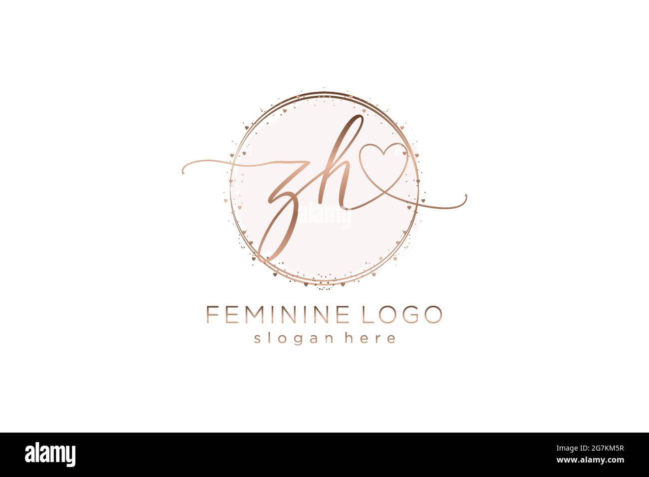 ZH handwriting logo with circle template vector logo of initial wedding ...