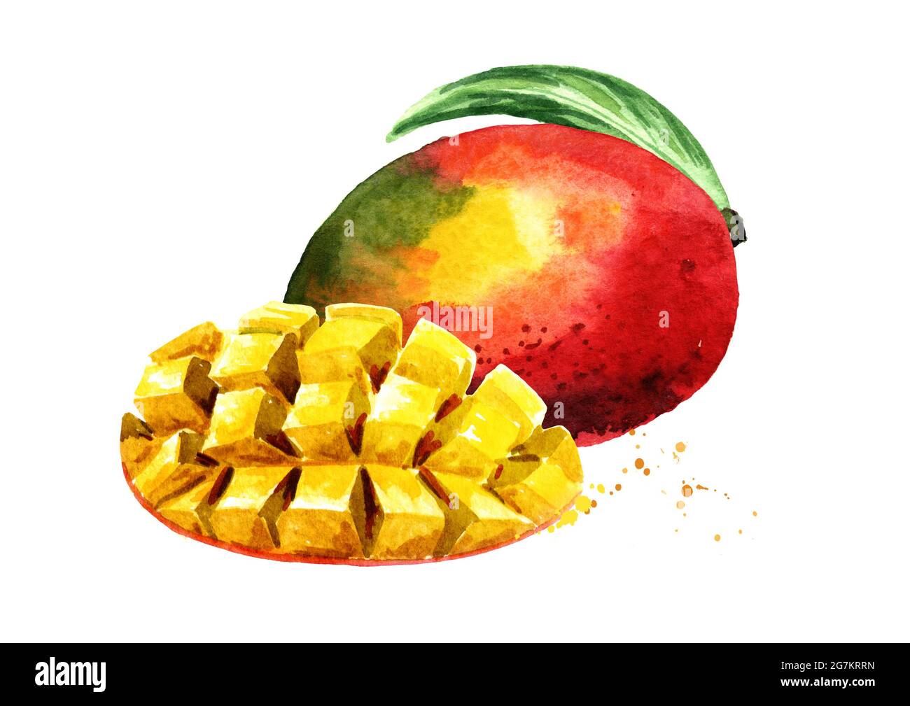 Download this stock image: <b>Mango</b> fruit with <b>mango</b> cubes. 