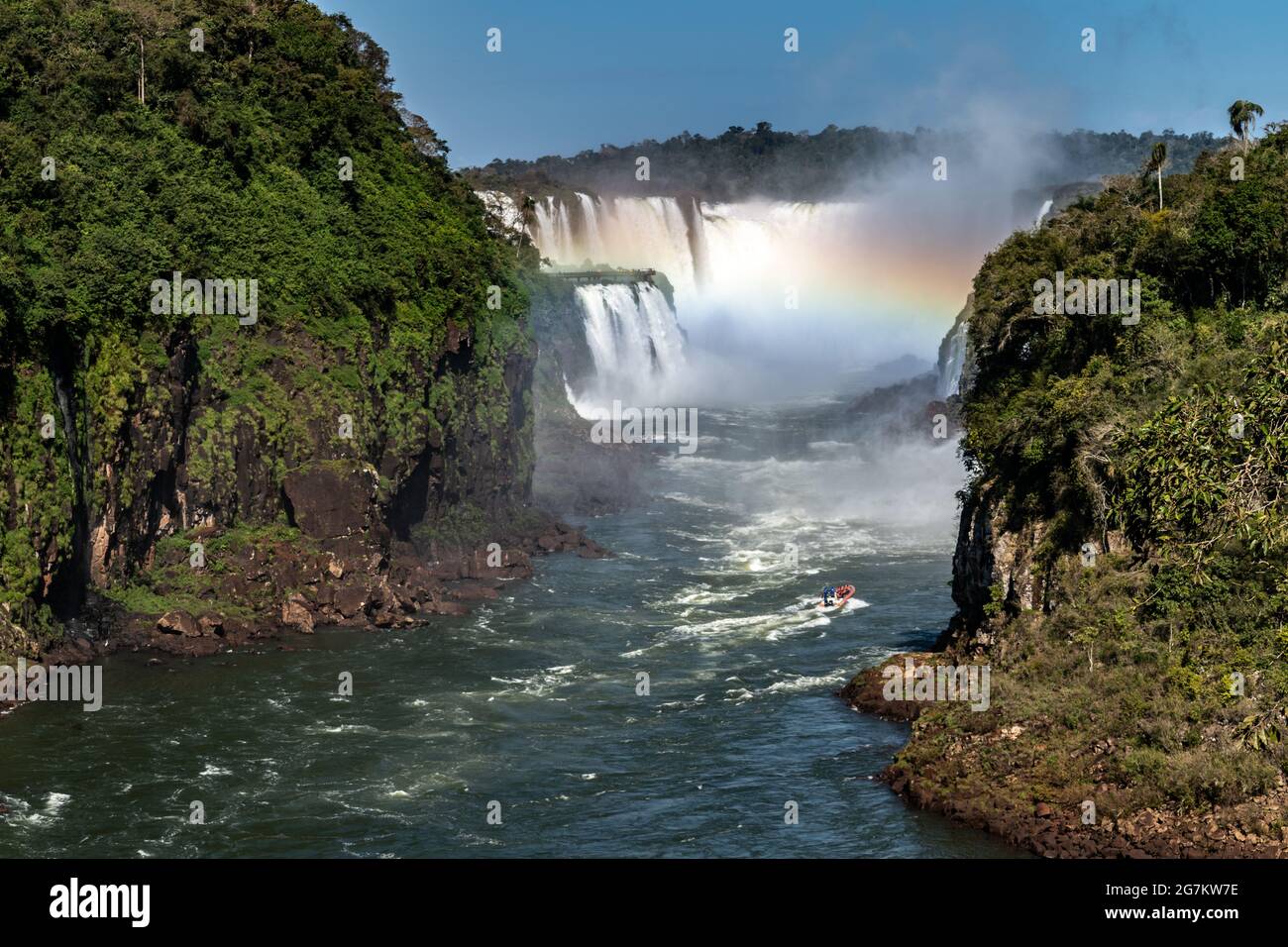 Scenic View Of Iguazu Falls As Seen From The Argentinian Side Stock 
