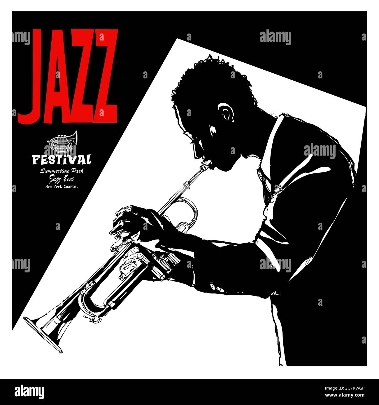 Representation of a trumpet player ideal for jazz poster - vector ...
