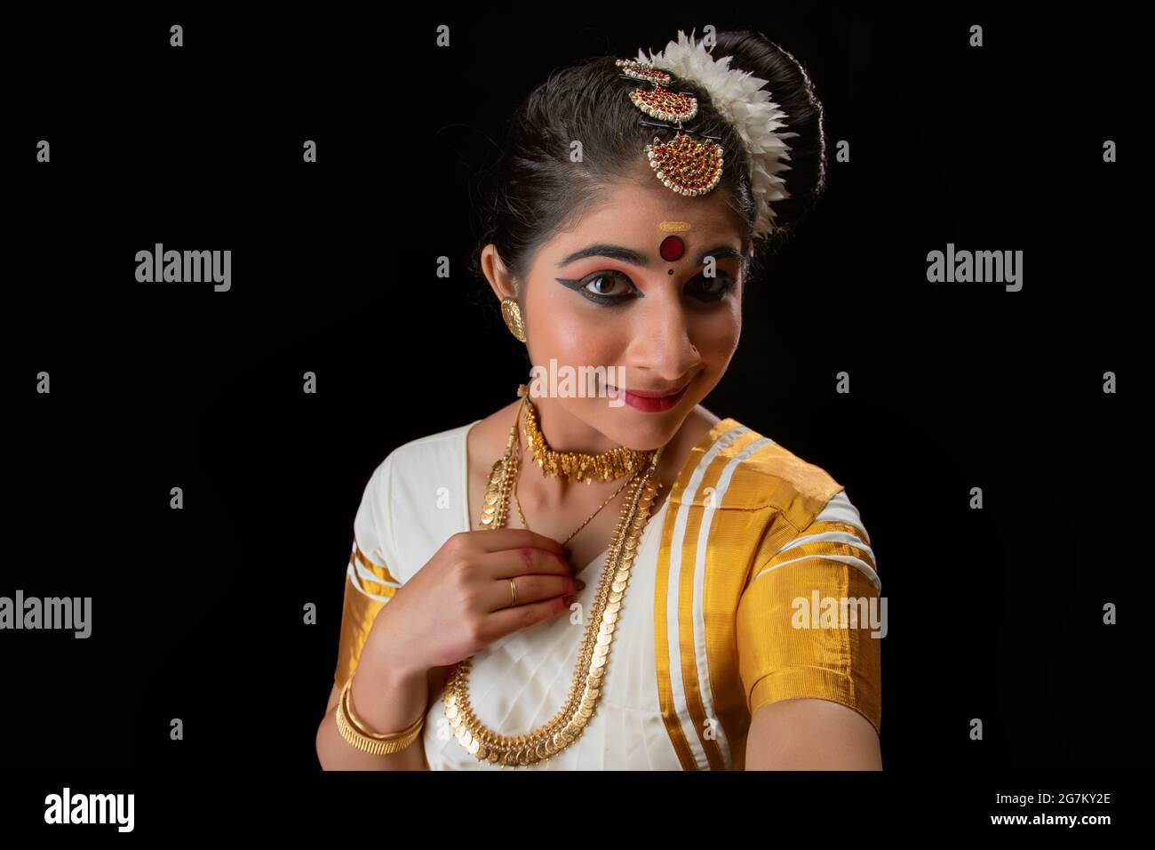 Mohiniattam dancer clicking a selfie Stock Photo