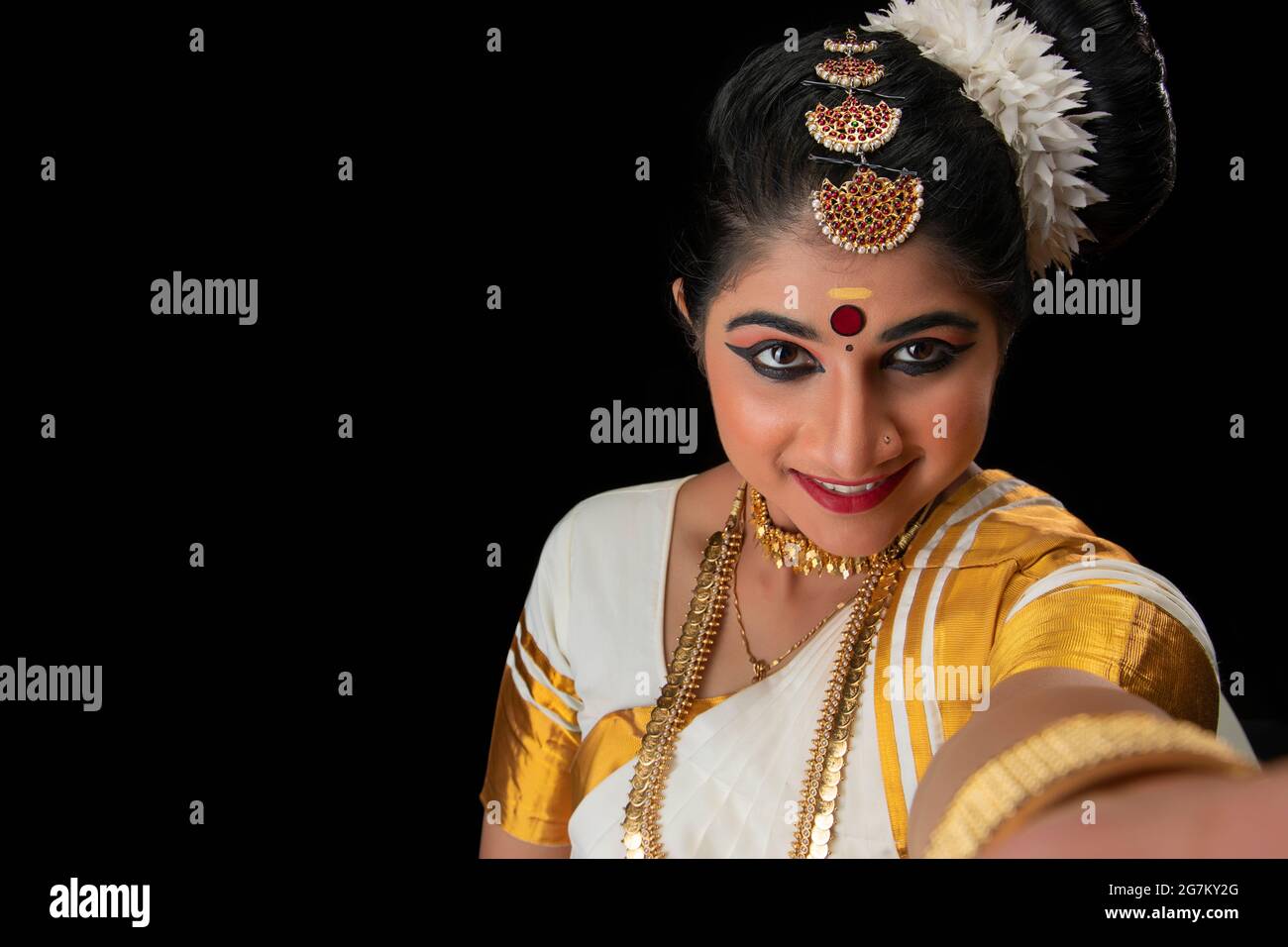 Mohiniattam dancer clicking a selfie Stock Photo