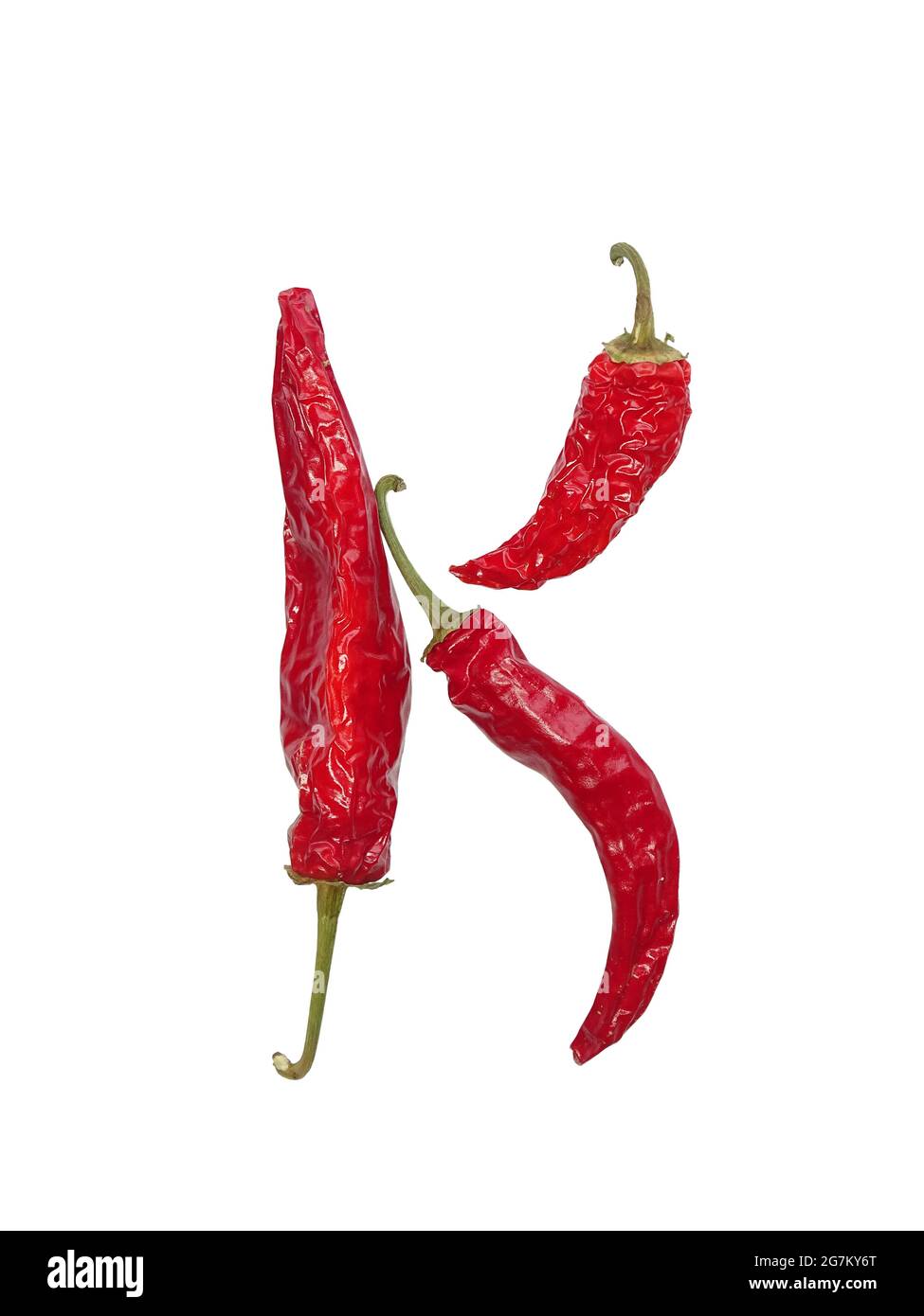 Letter K of the alphabet made with red pepper, isolated on a white ...