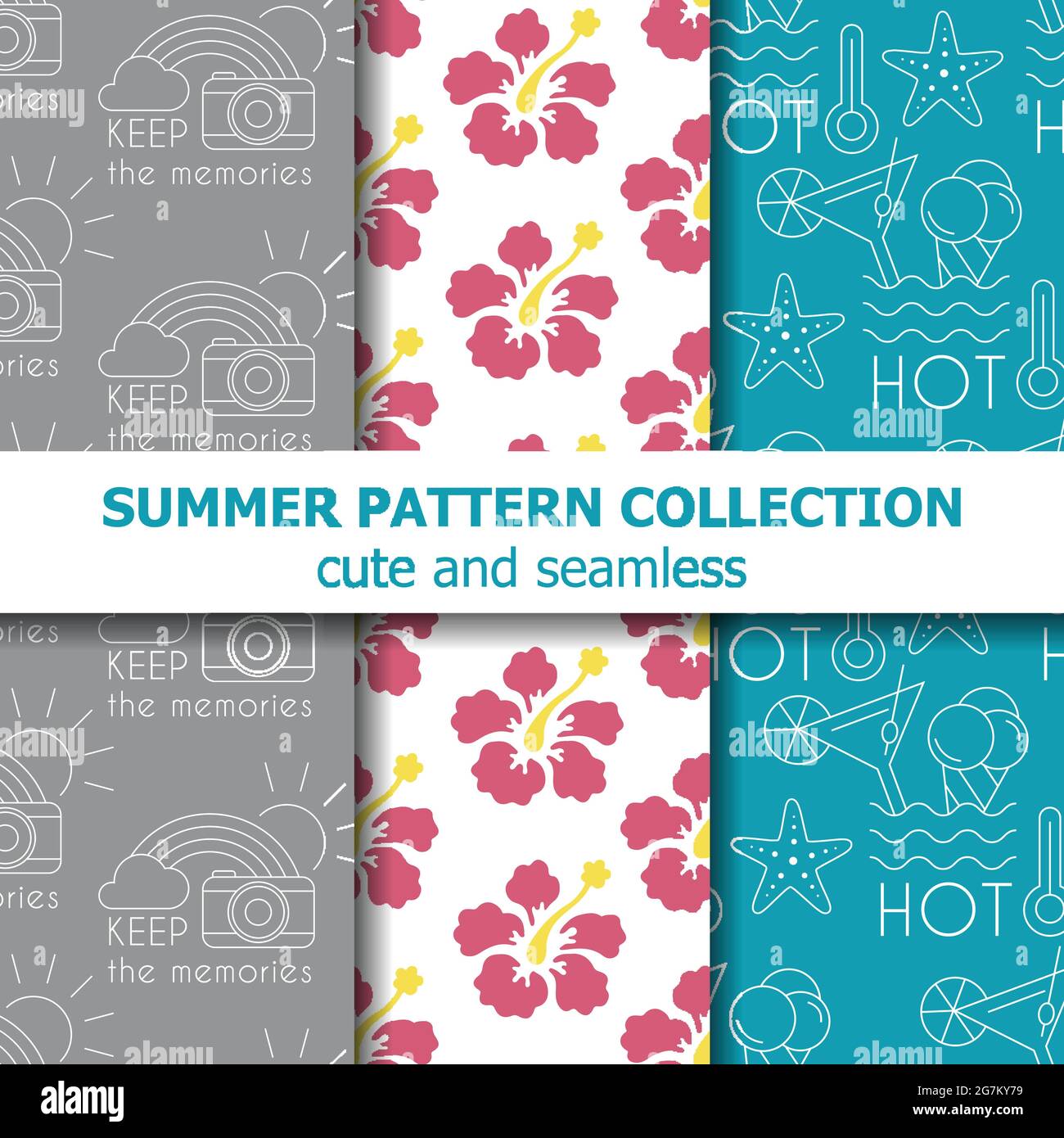 Summer pattern collection . Summer banner. Vector Stock Vector