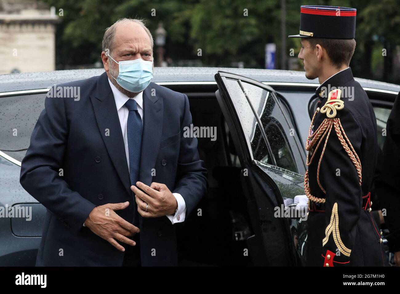 Eric Dupond-Moretti, ministre de la justice, garde des Sceaux assiste au  défilé militaire du Jour de la Bastille sur l'avenue des Champs Elysées, à  Paris, France, le 14 juillet 2021. Annual Bastille