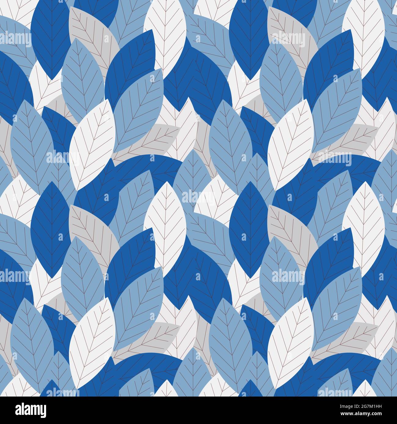 Autumn blue leaves seamless pattern , laurel, simple. For background backdrop cover wrapper packaging. Vector illustration Stock Vector