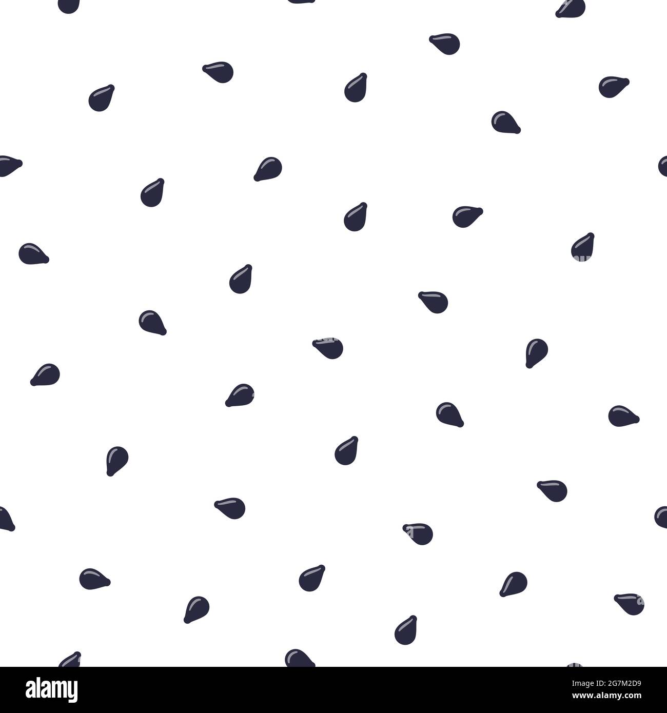 Black sesame seeds seamless pattern. Watermelon seeds. Scattered sesame