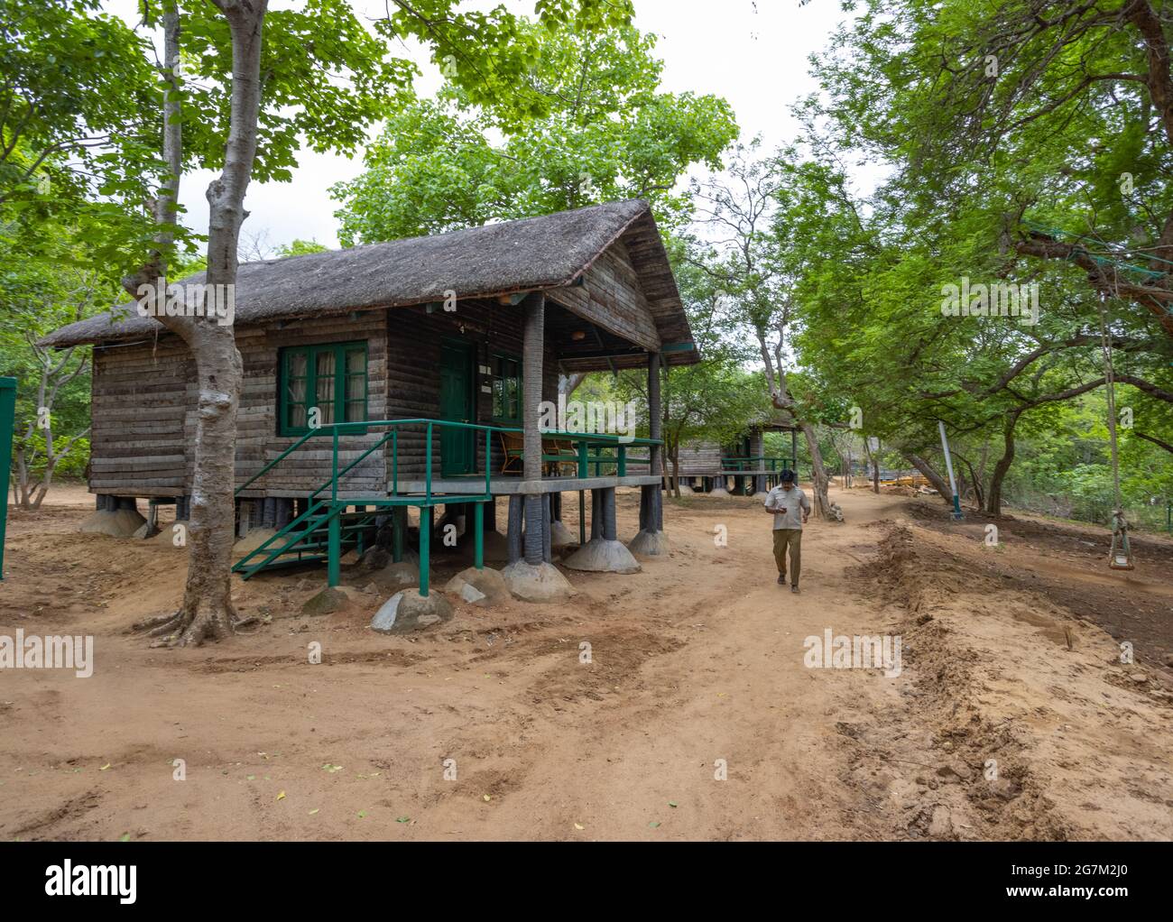 Bheemeshwari Adventure Camp : Loghut - Jungle Lodges Resorts (Karnataka, India) Stock Photo