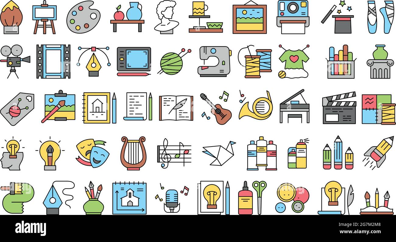 Various hobbies icons selection on white background - Vector