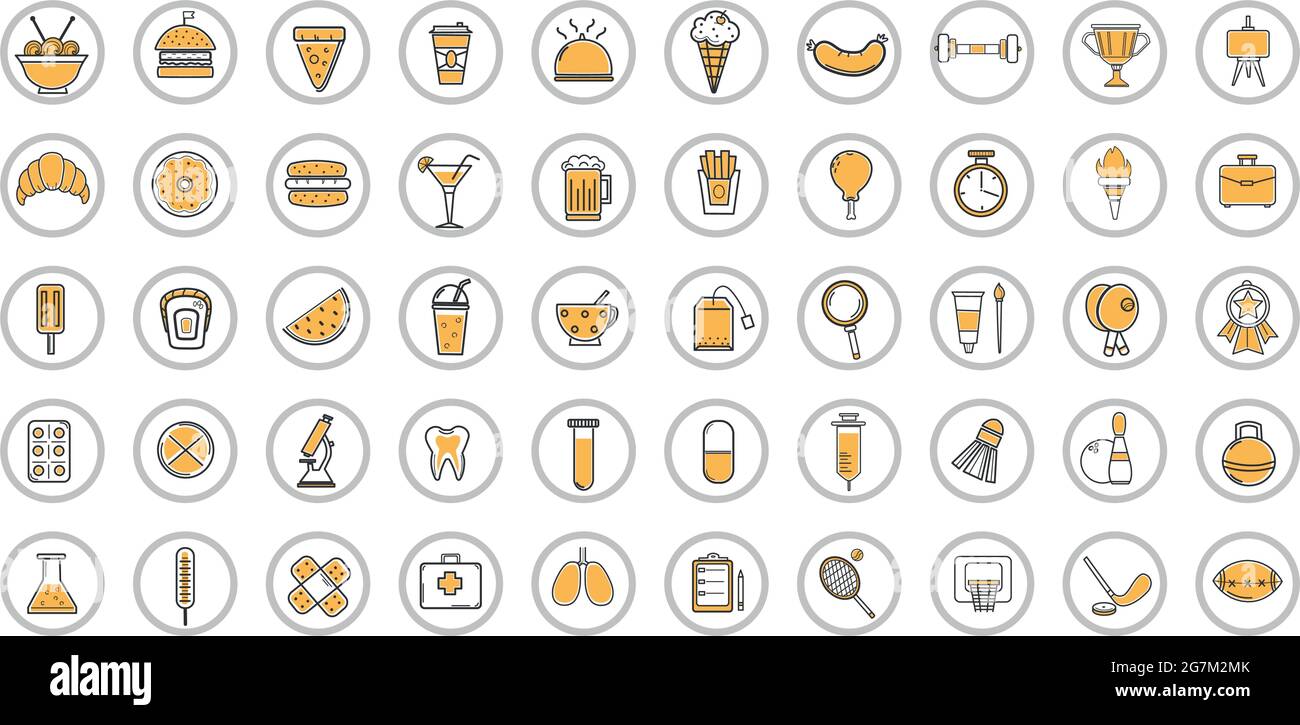 Collection of icons on various topics - Vector illustration Stock ...