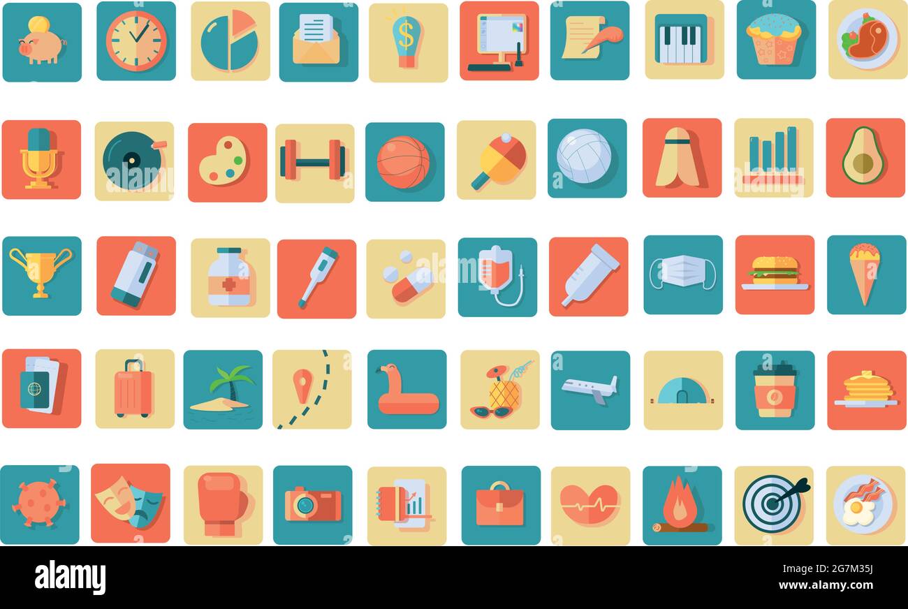 Various hobbies and professions icons collection - Vector illustration Stock Vector