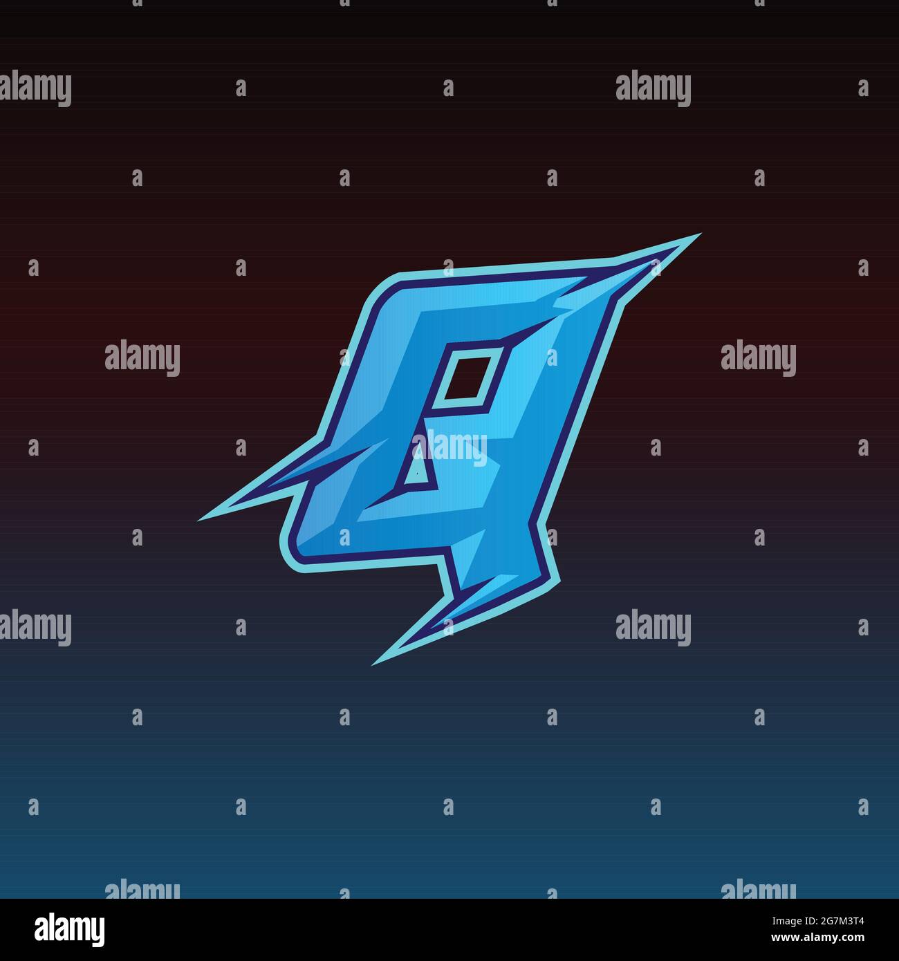 Q Logo ESport Gaming Initial with Blue Light Color design vector template Stock Vector