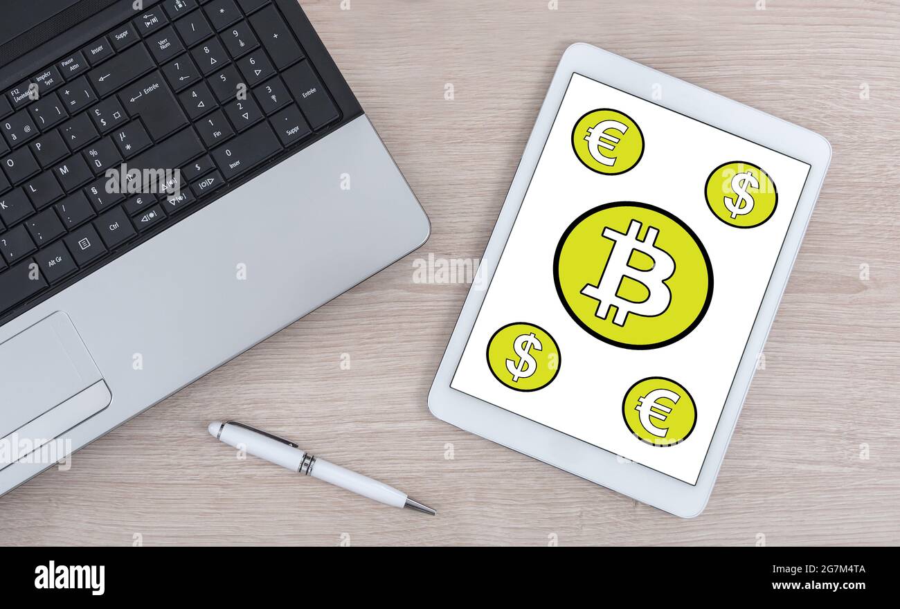 Bitcoin concept shown on a digital tablet Stock Photo - Alamy