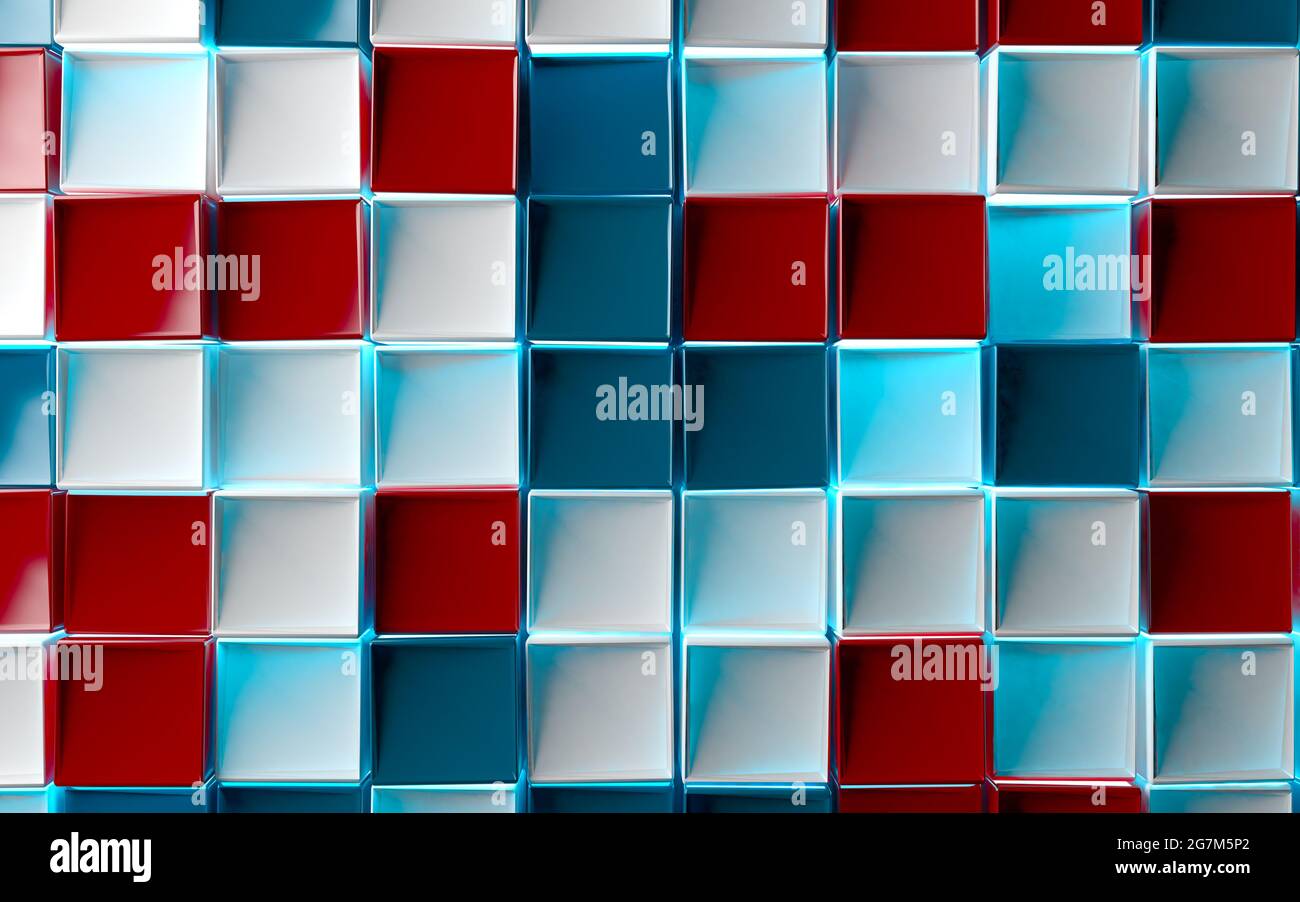 Blue and red squared and blocks background geometric design. Abstract ...