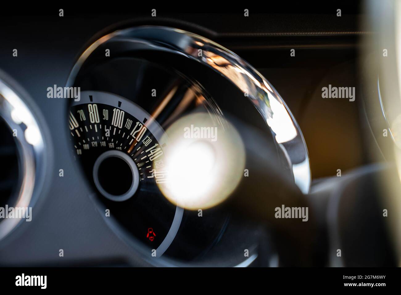 Classical speedometer on a Ford Mustang Stock Photo Alamy