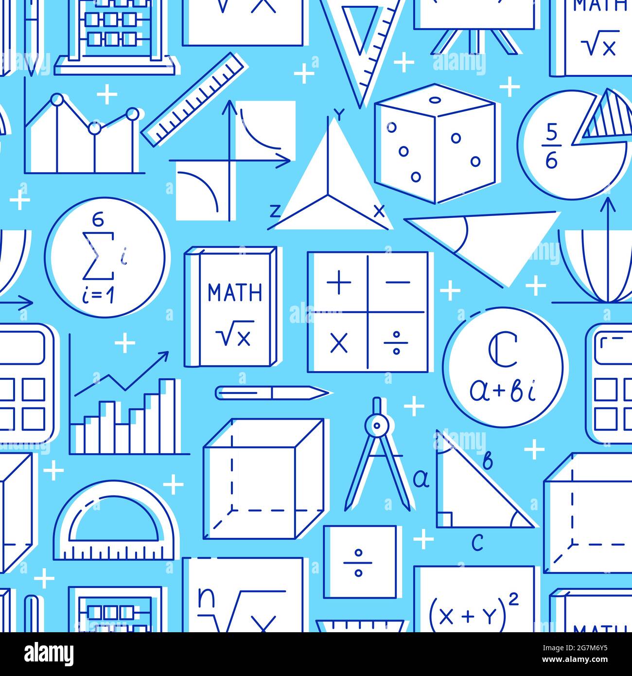 Seamless pattern with mathematics symbols in line style. Math science  background. Vector illustration Stock Vector Image & Art - Alamy