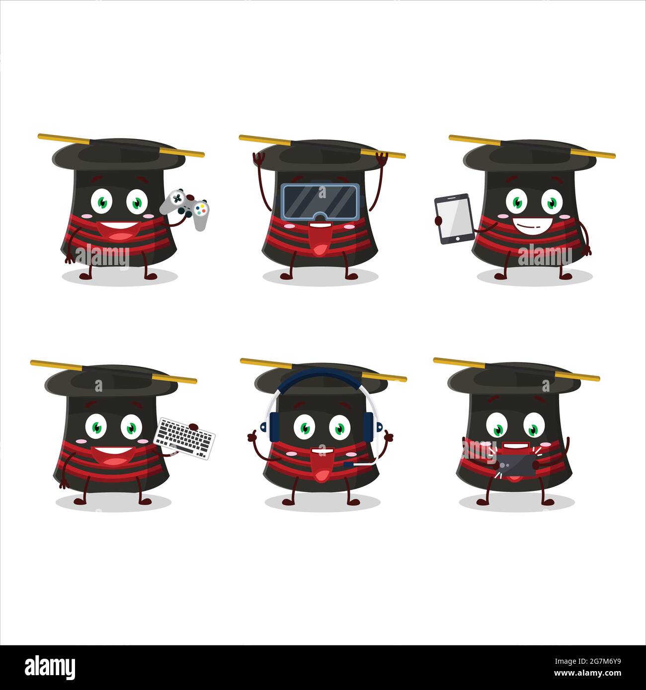 Magician hat cartoon character are playing games with various cute  emoticons. Vector illustration Stock Vector Image & Art - Alamy