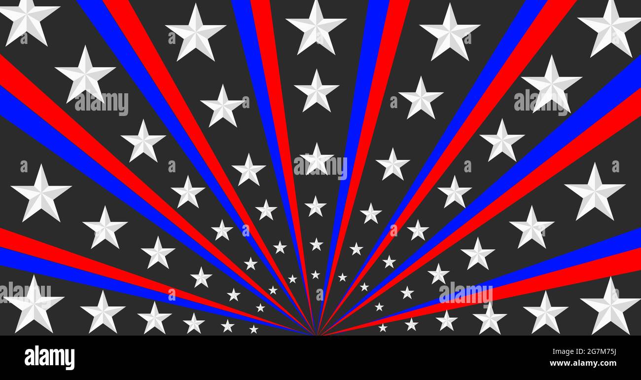 Digitally generated image of red and blue radial rays against multiple ...