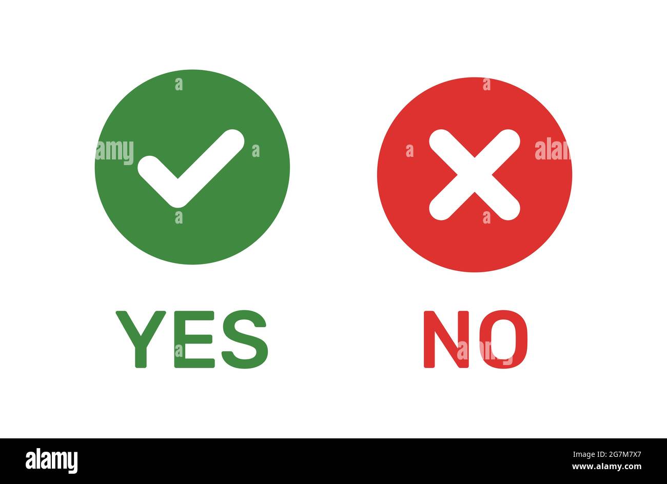 Yes and No icon button, Green check, red cross sign. Vector illustration Stock Vector
