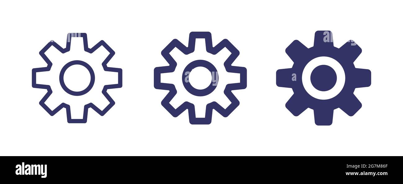 Setting gear icon vector illustration. Mechanism and cog wheel on white background. Stock Vector