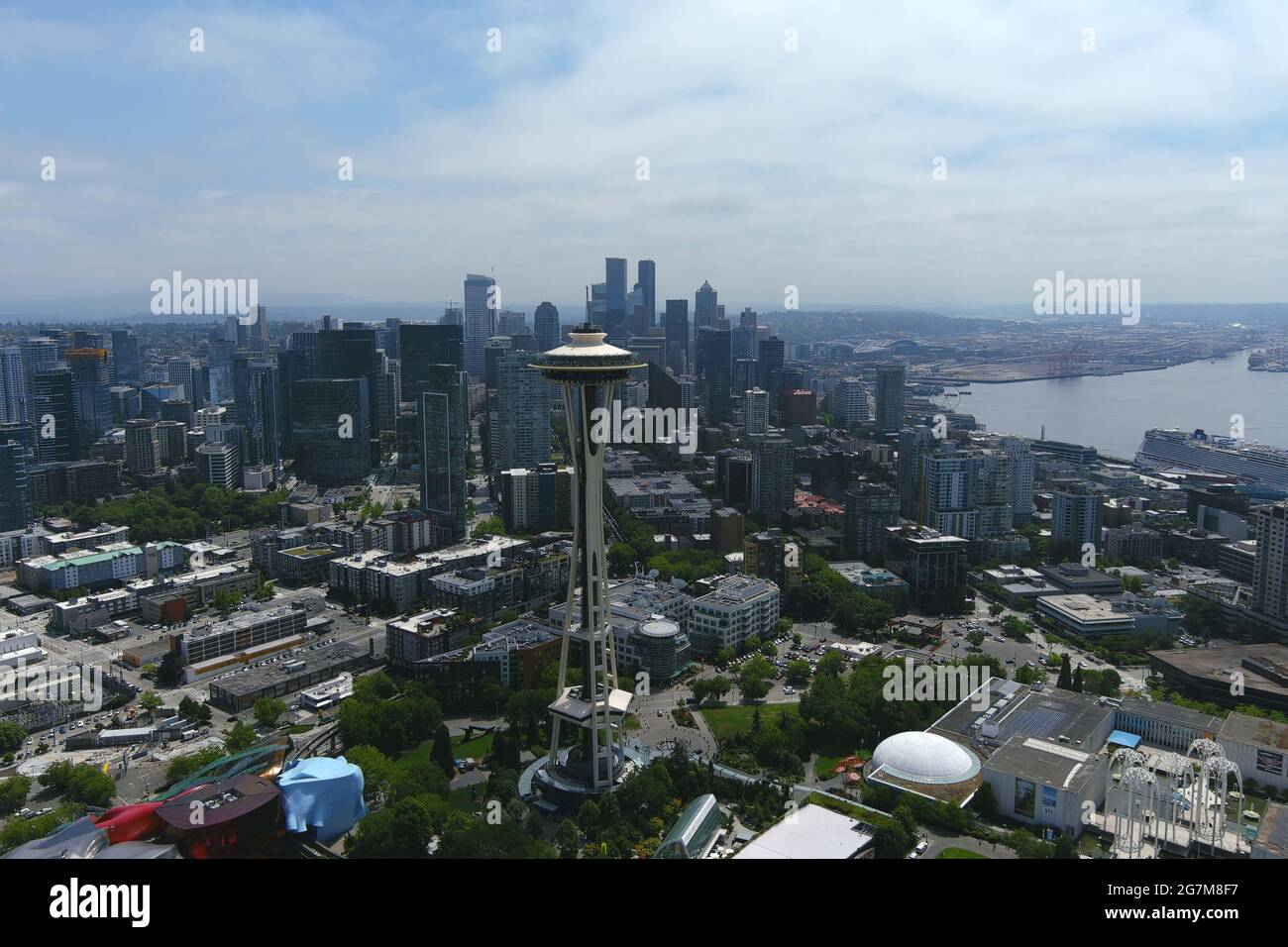 The Space Needle and the downtown Seattle skyline, Wednesday, July 14, 2021. Stock Photo