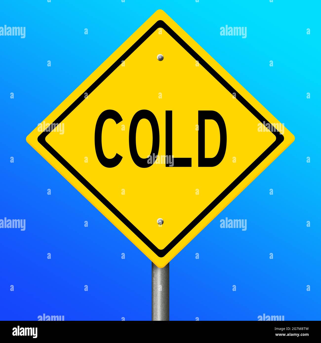 Rendering of a yellow highway sign COLD Stock Photo - Alamy