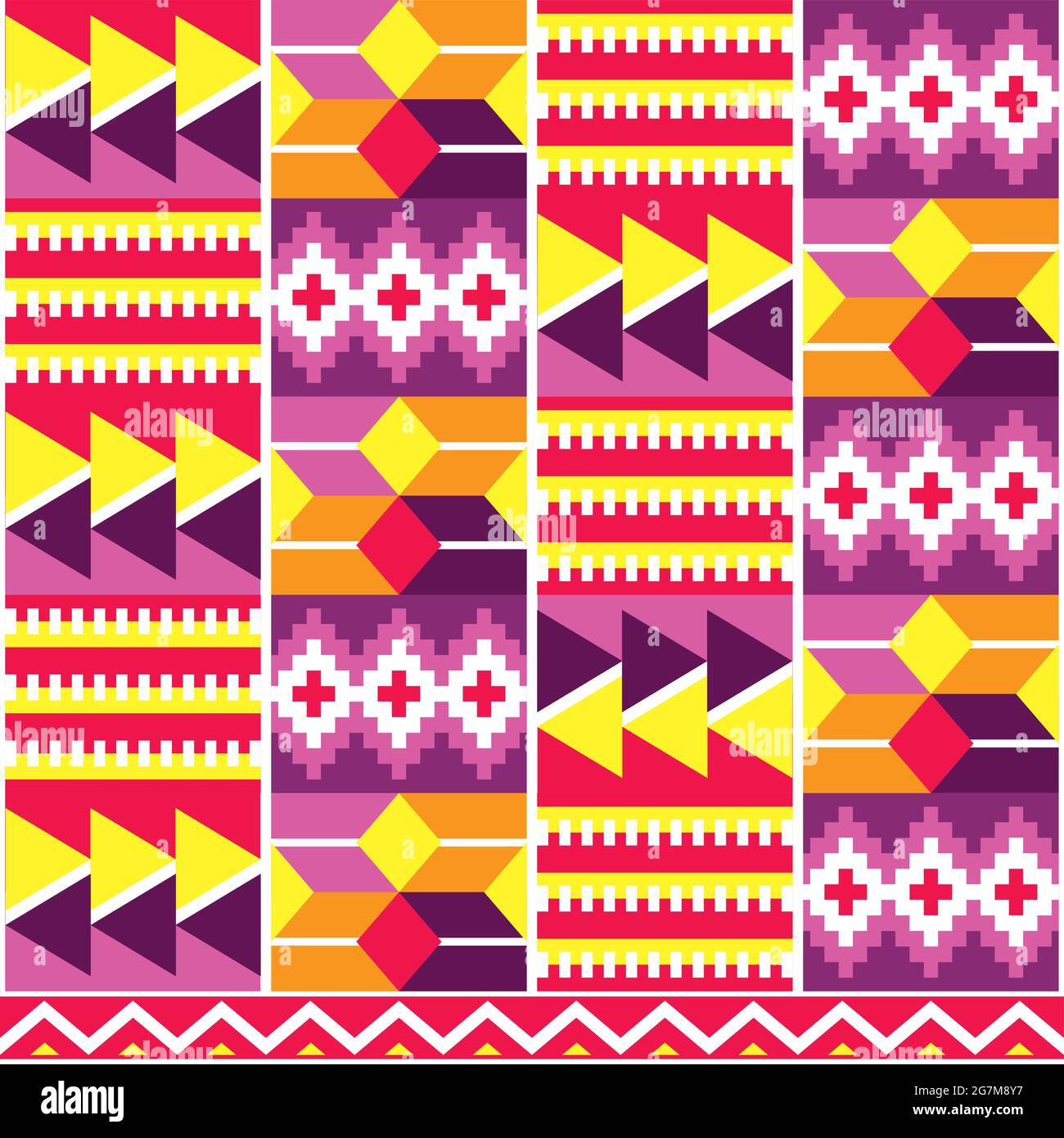 Tribal african cool geometric seamless vector pattern, inspired by Kente nwentoma style designs from Ghana Stock Vector