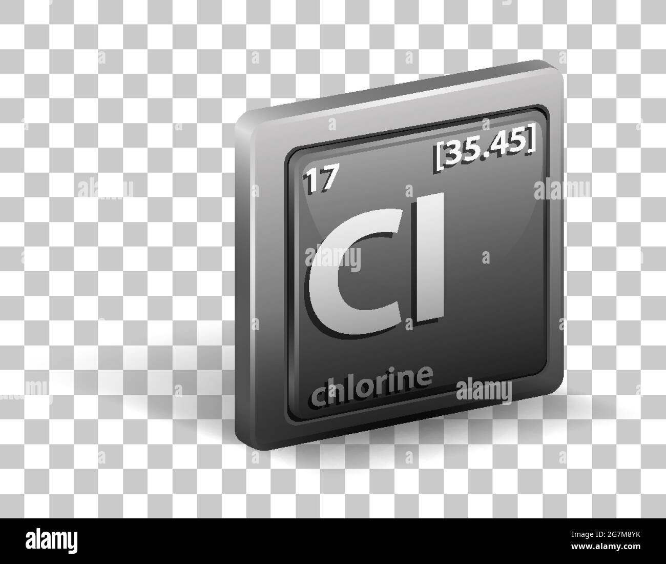 Chlorine chemical element. Chemical symbol with atomic number and