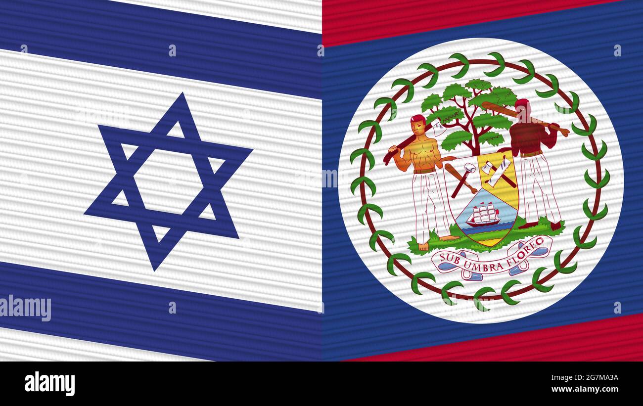 Belize and Israel Two Half Flags Together Fabric Texture Illustration ...
