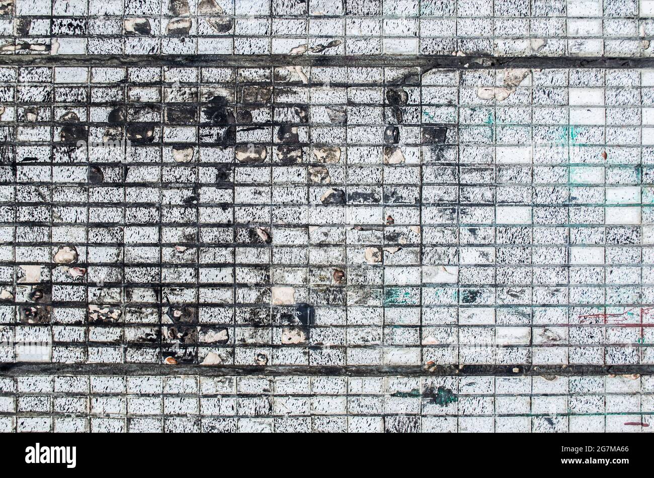 Texture mosaic rectangles monochrome grunge texture. Loft style photo element. Stock Photo