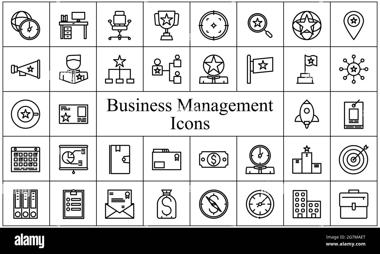 Business management icon set in thin line style vector image Stock Vector
