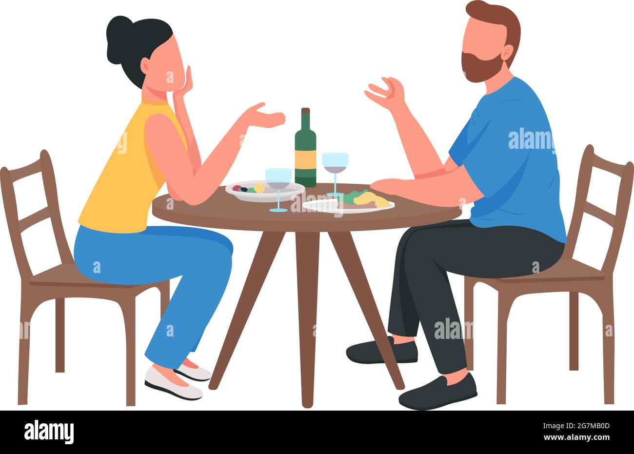 Couple at romantic dinner semi flat color vector characters Stock Vector