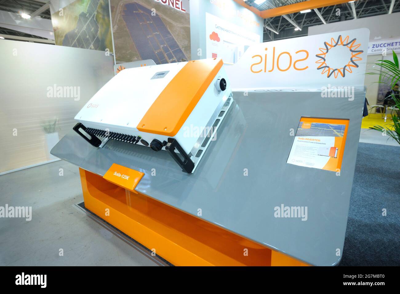 Solar energy inverter presented during an exhibition. Solar Energy