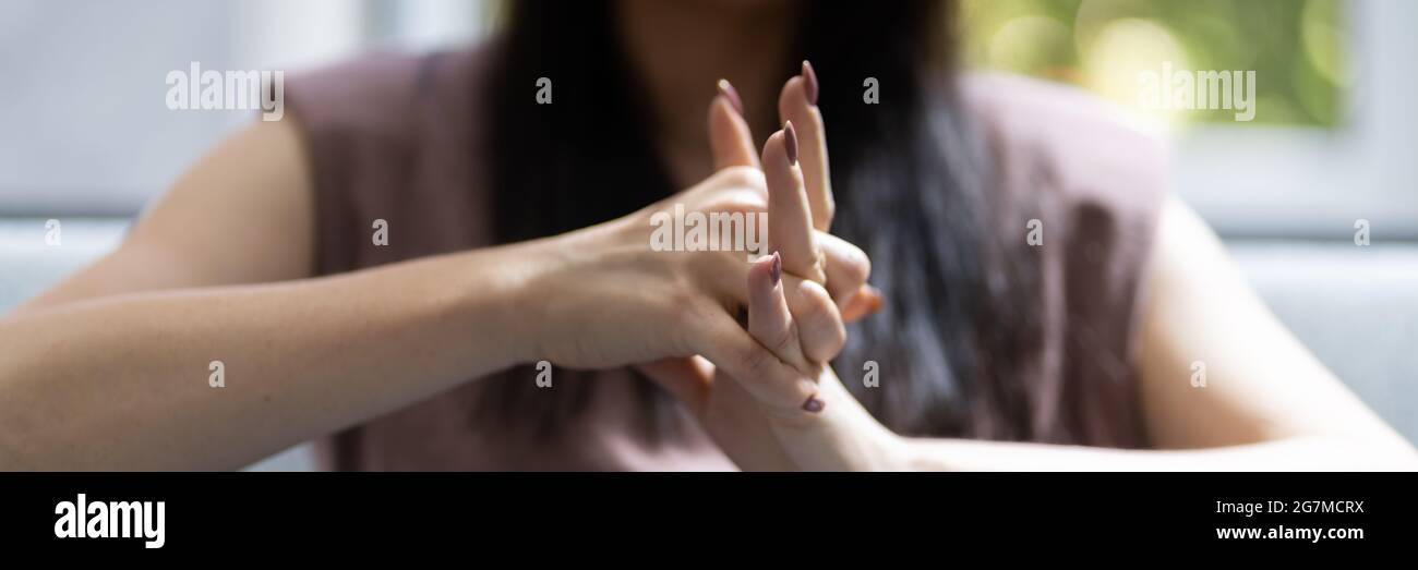 Hand Knuckle Finger Joint Crack. Fingers Snap Stock Photo