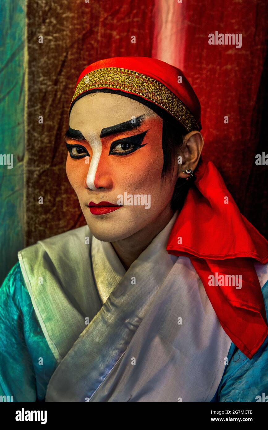 Portrait of young Chinese opera performer, Bangkok. Stock Photo