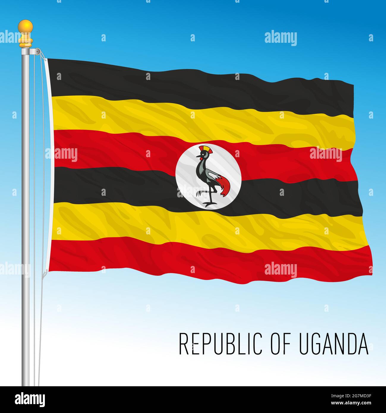 Uganda official national flag, african country, vector illustration Stock Vector