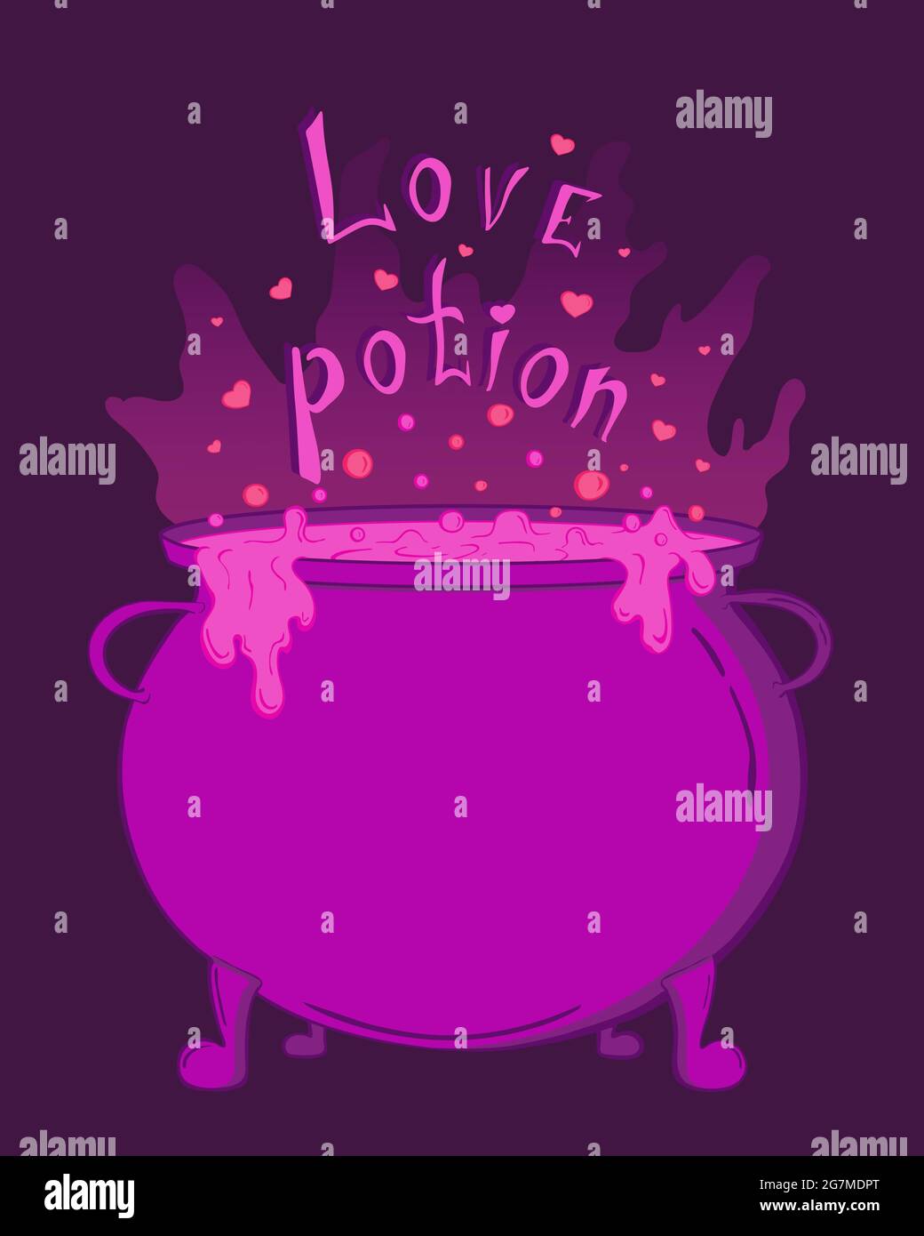 Magic cauldron with love potion Stock Vector