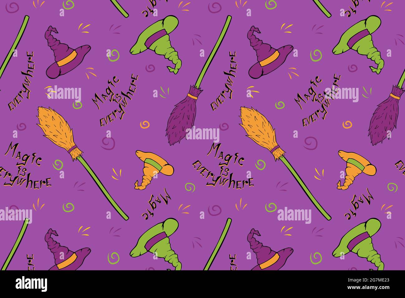 Witch's equipment seamless pattern Stock Vector