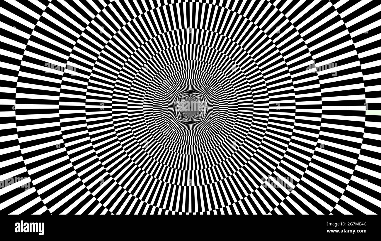 Rounded Optical Illusion. Black and White Striped Hypnotic Horizontal