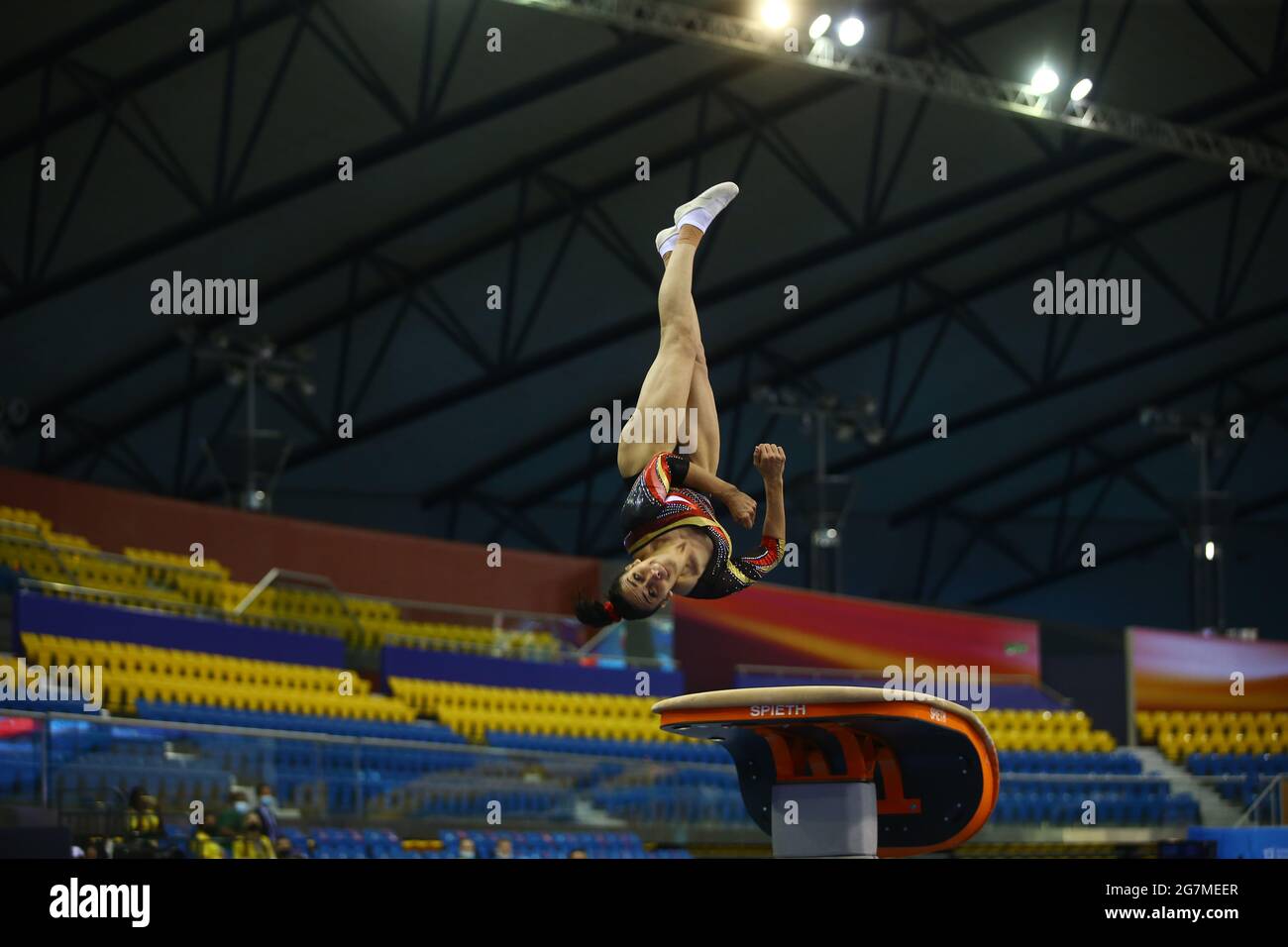 Lady gymnastics in action QATAR Stock Photo Alamy