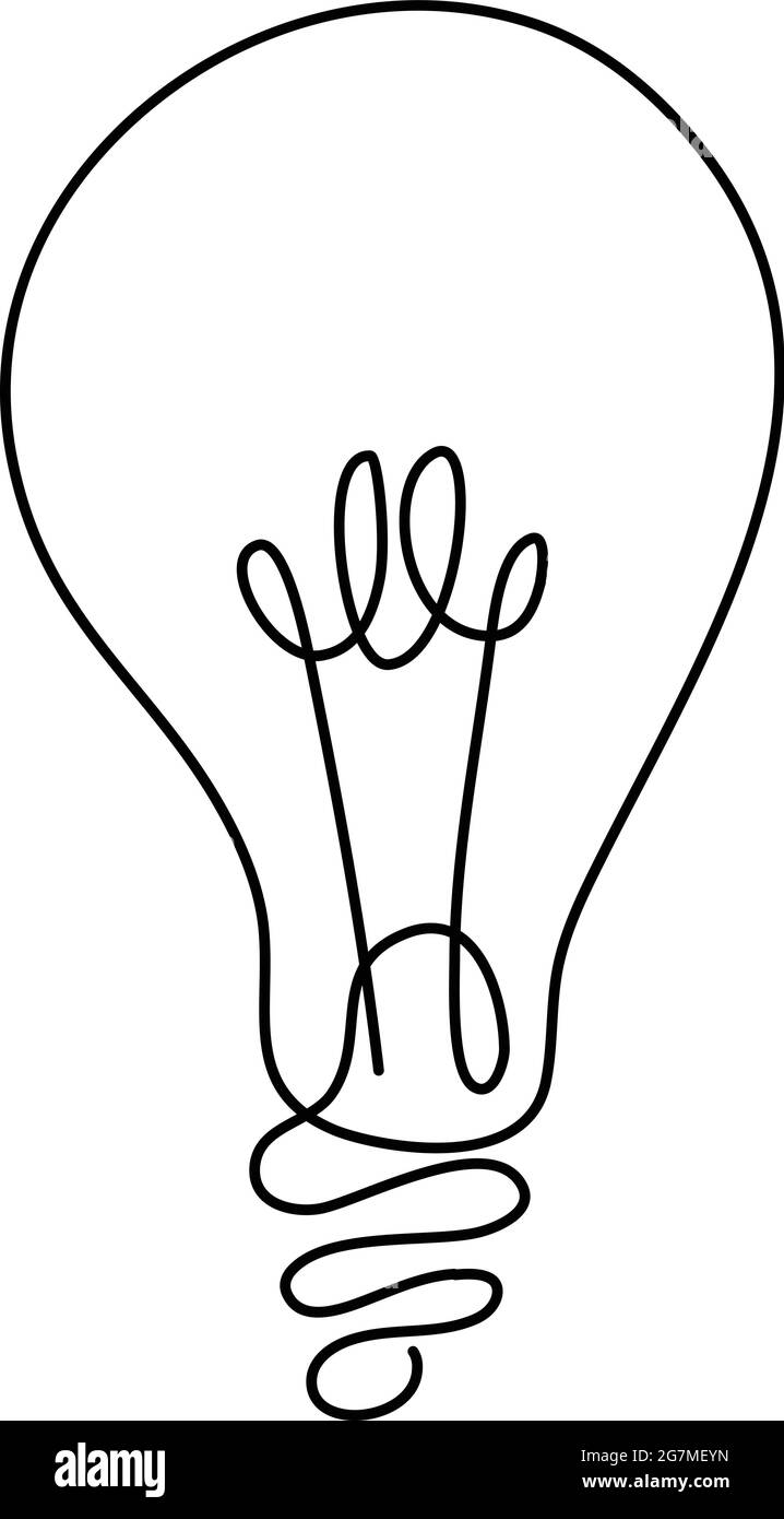 Light bulb vector icon, black line drawing. Stock Vector