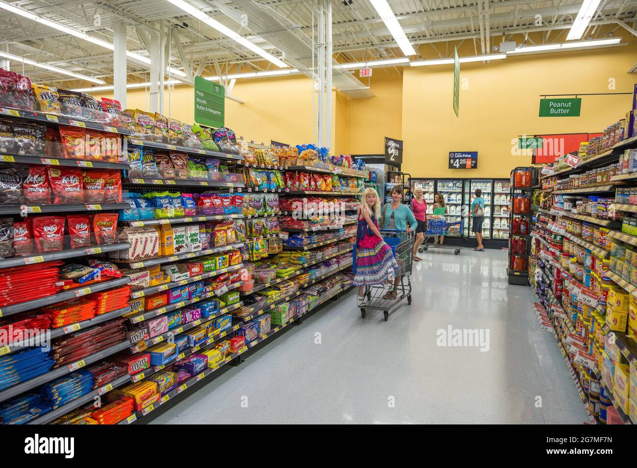 Mother and daughter shopping in Walmart,Naples,Florida,USA Stock Photo