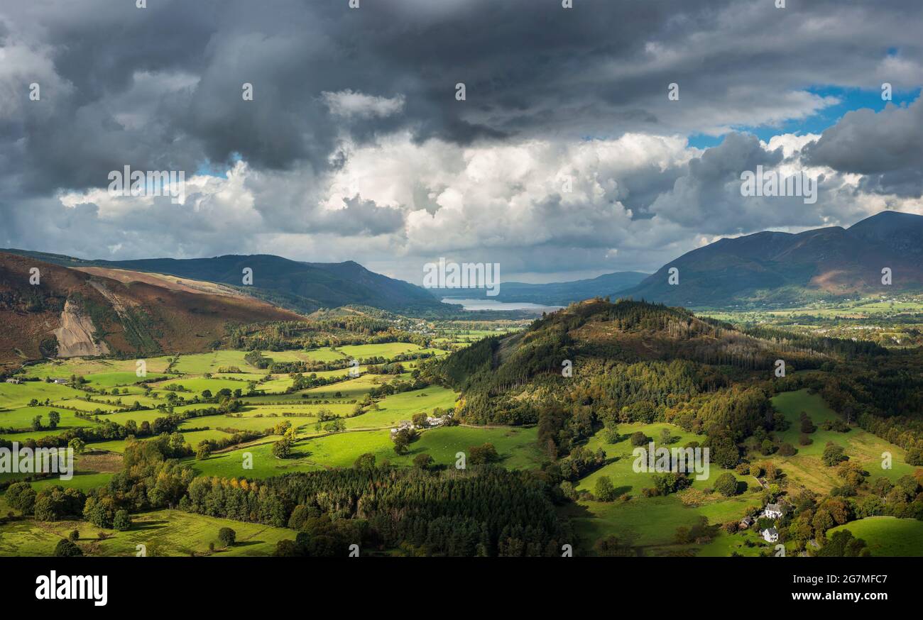 view from Catbells looking towards Bassenthwaite Lake,Lake District,Cumbria,England,UK Stock Photo
