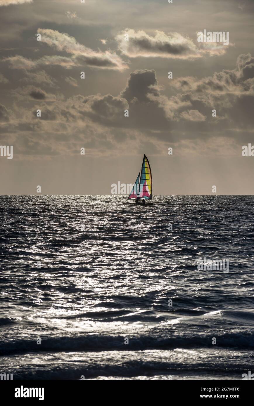 small sailing boat in the sea,Naples,Florida,USA Stock Photo