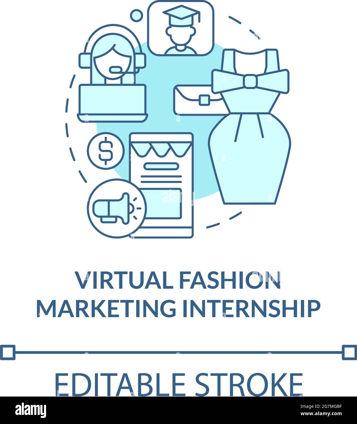 Virtual fashion marketing internship concept icon Stock Vector Image