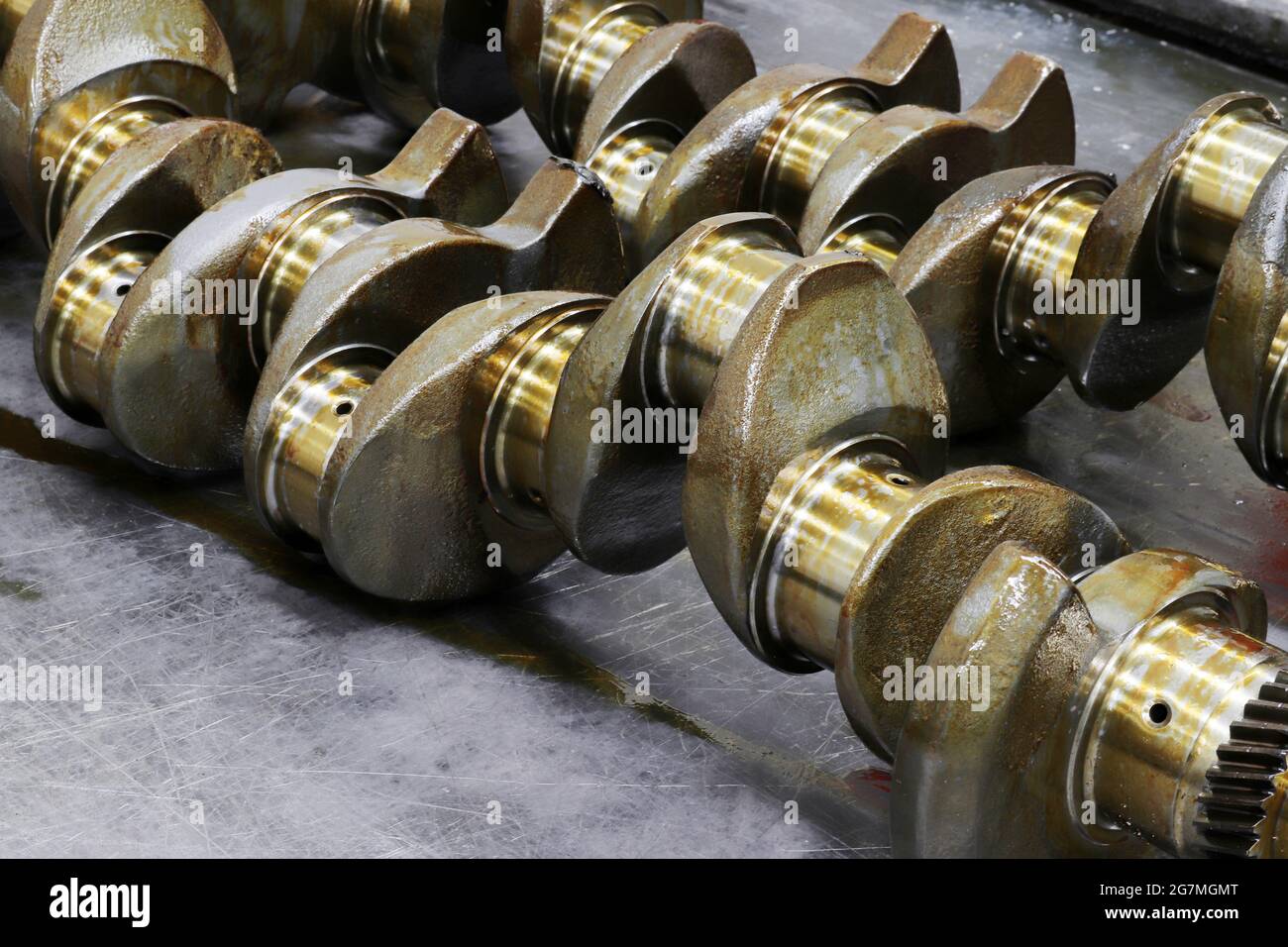 mechanical and engineering concept.. New engine crankshaft Stock Photo