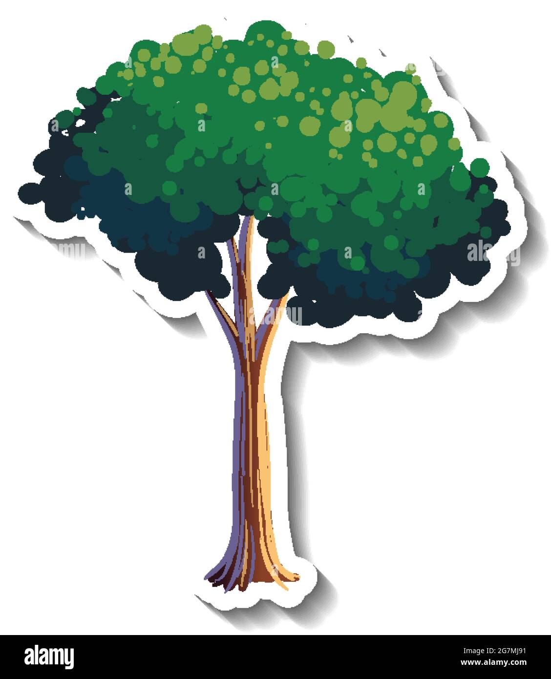 A tree with green leaves sticker on white background illustration Stock ...